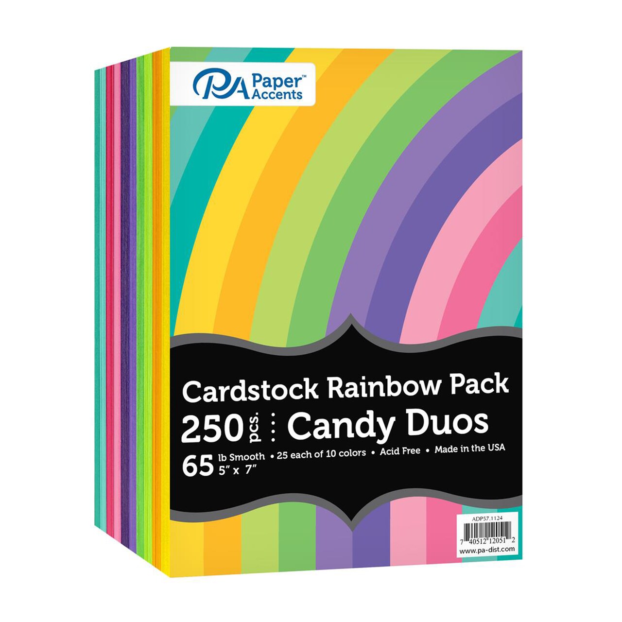 PA Paper Accents Rainbow Variety Pack Cardstock 5" x 7" Candy Duo, 65lb colored cardstock paper for card making, scrapbooking, printing, quilling and crafts, 250 piece pack